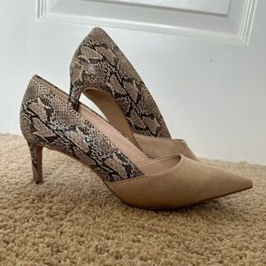 Kelly & katie pointed toe heel | nude and snakeskin | size 9 | EUC